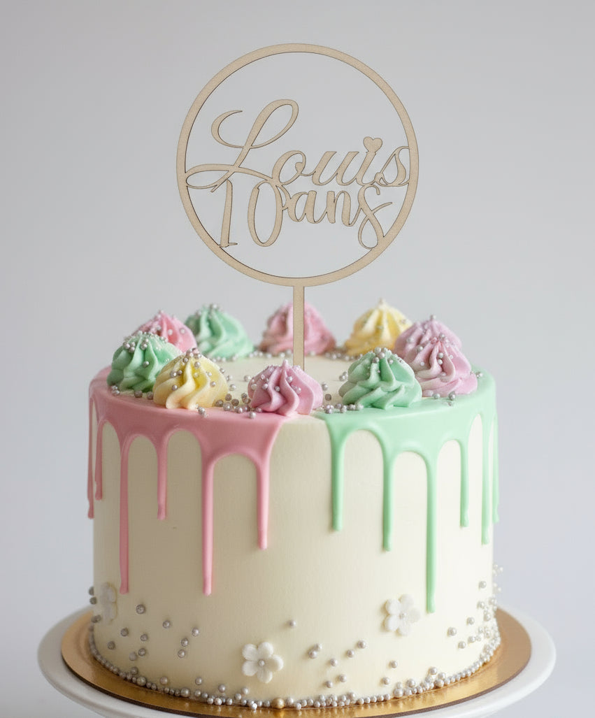 cake topper en bois, prénom en bois，décoration fête