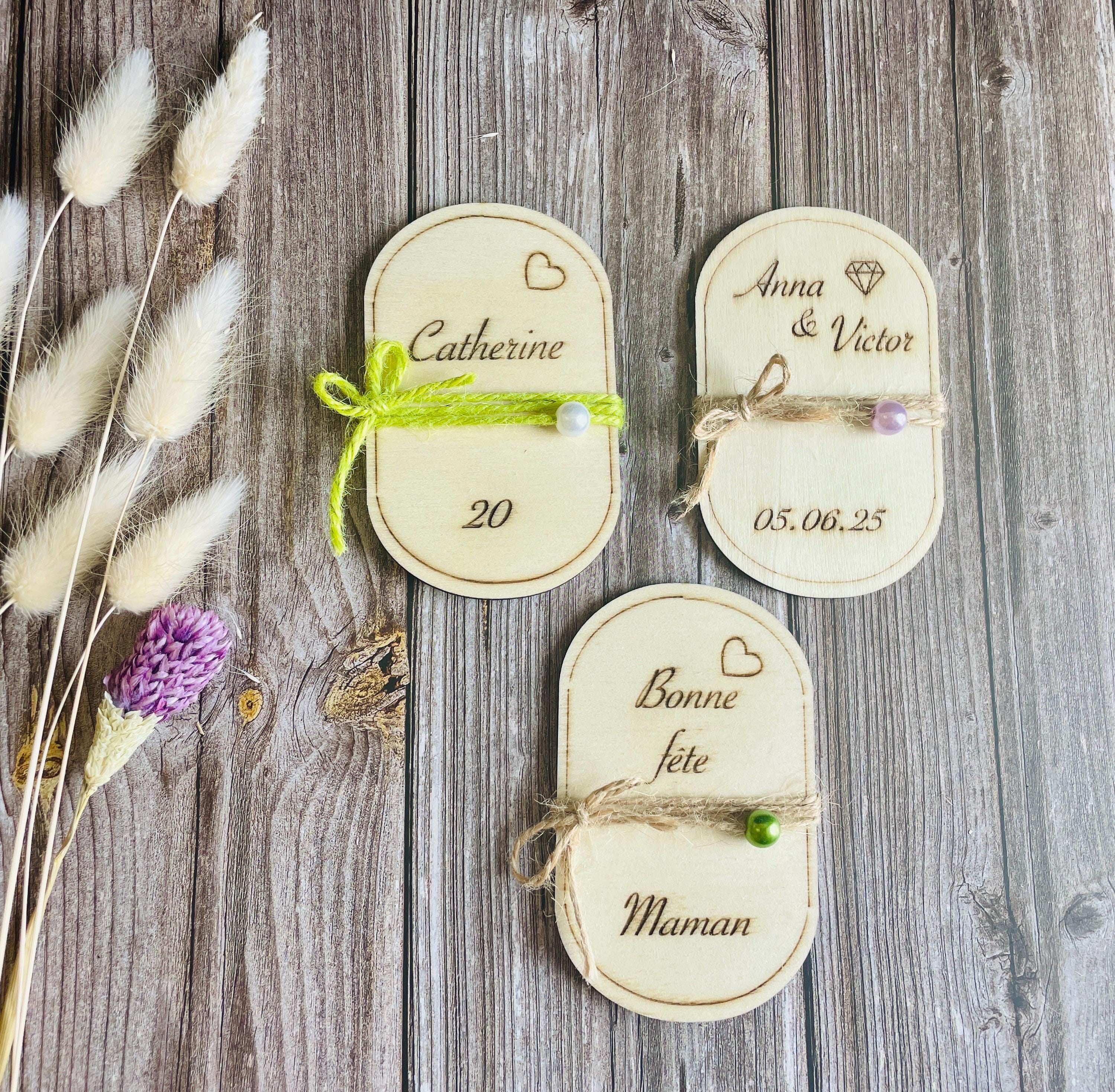 Magnet en bois personnalisé, aimant frigo