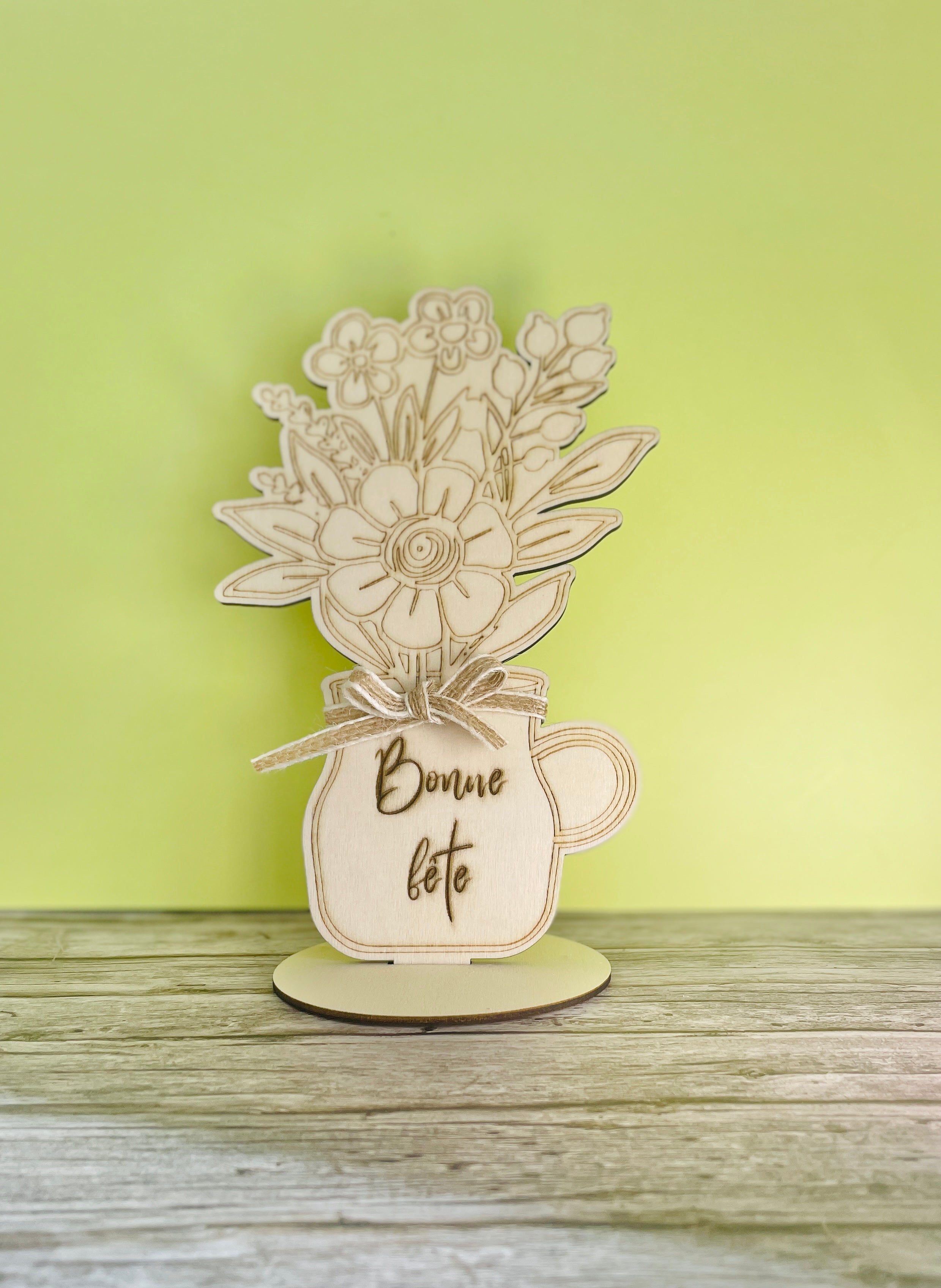 Bouquet de fleur en bois, cadeau personnalisé