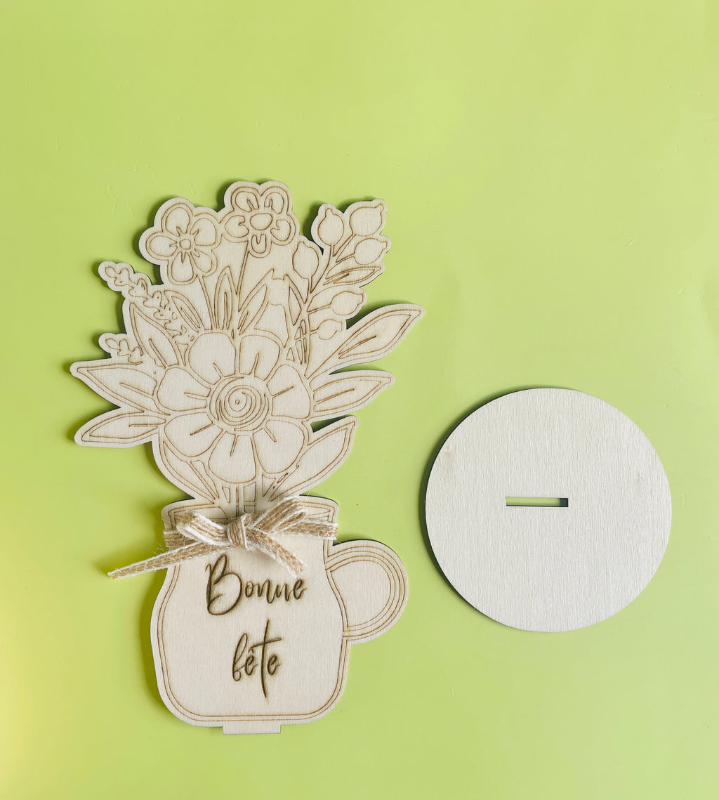 Bouquet de fleur en bois, cadeau personnalisé
