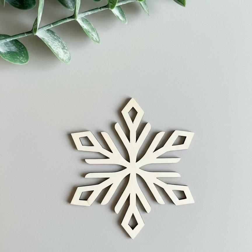 Sous verre flocon de neige en bois