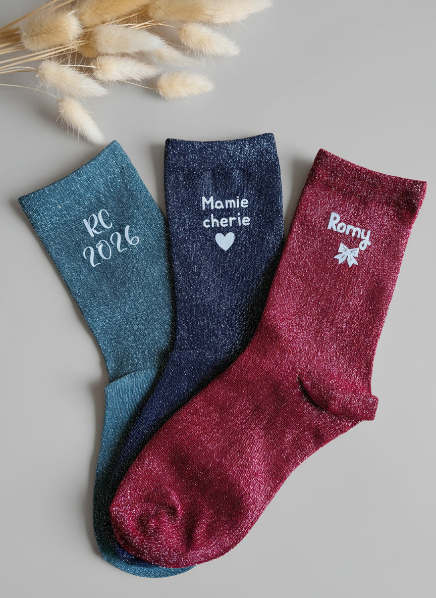 Chaussettes pailletées personnalisables