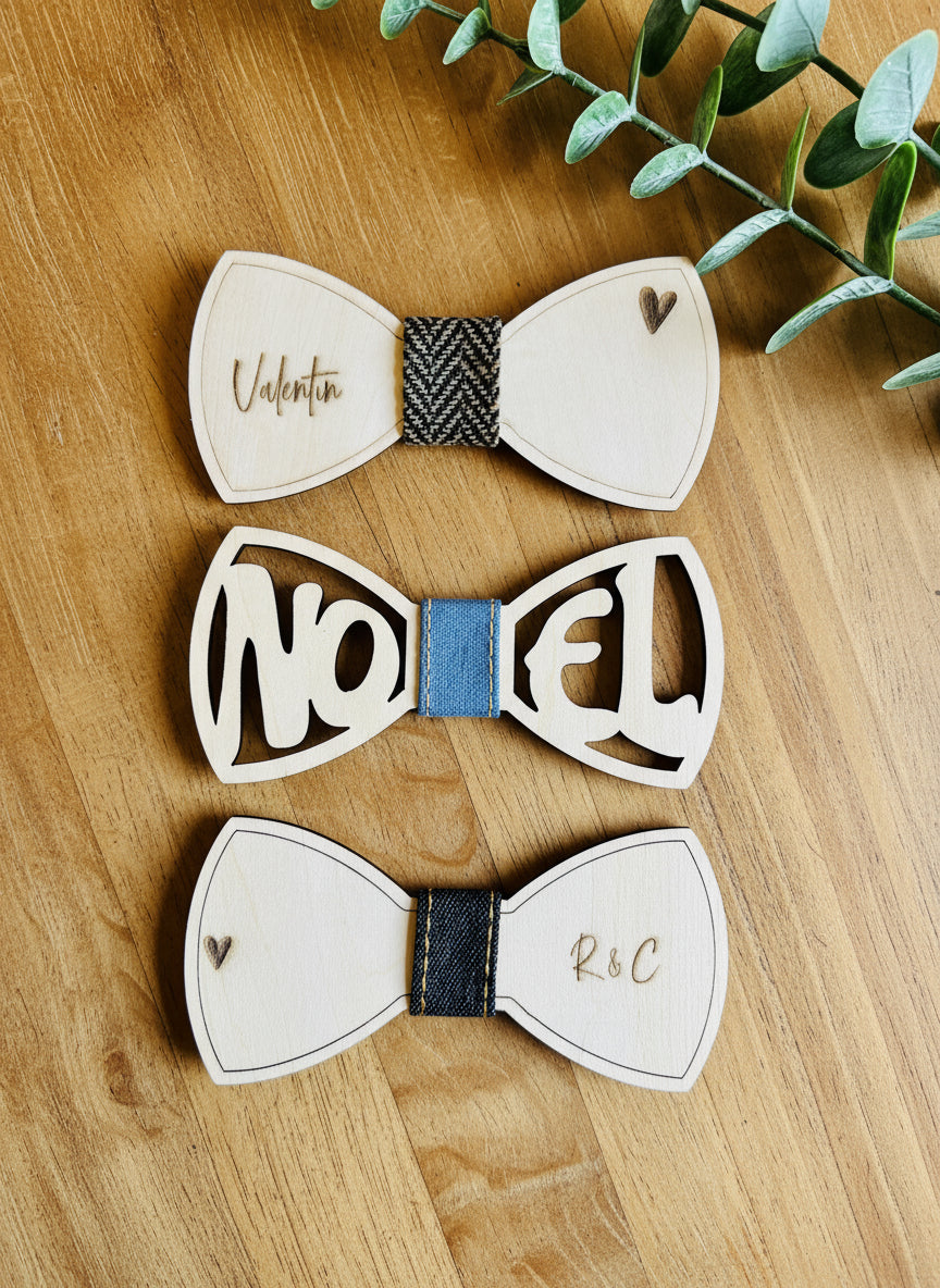 Nœud papillon en bois – Personnalisable