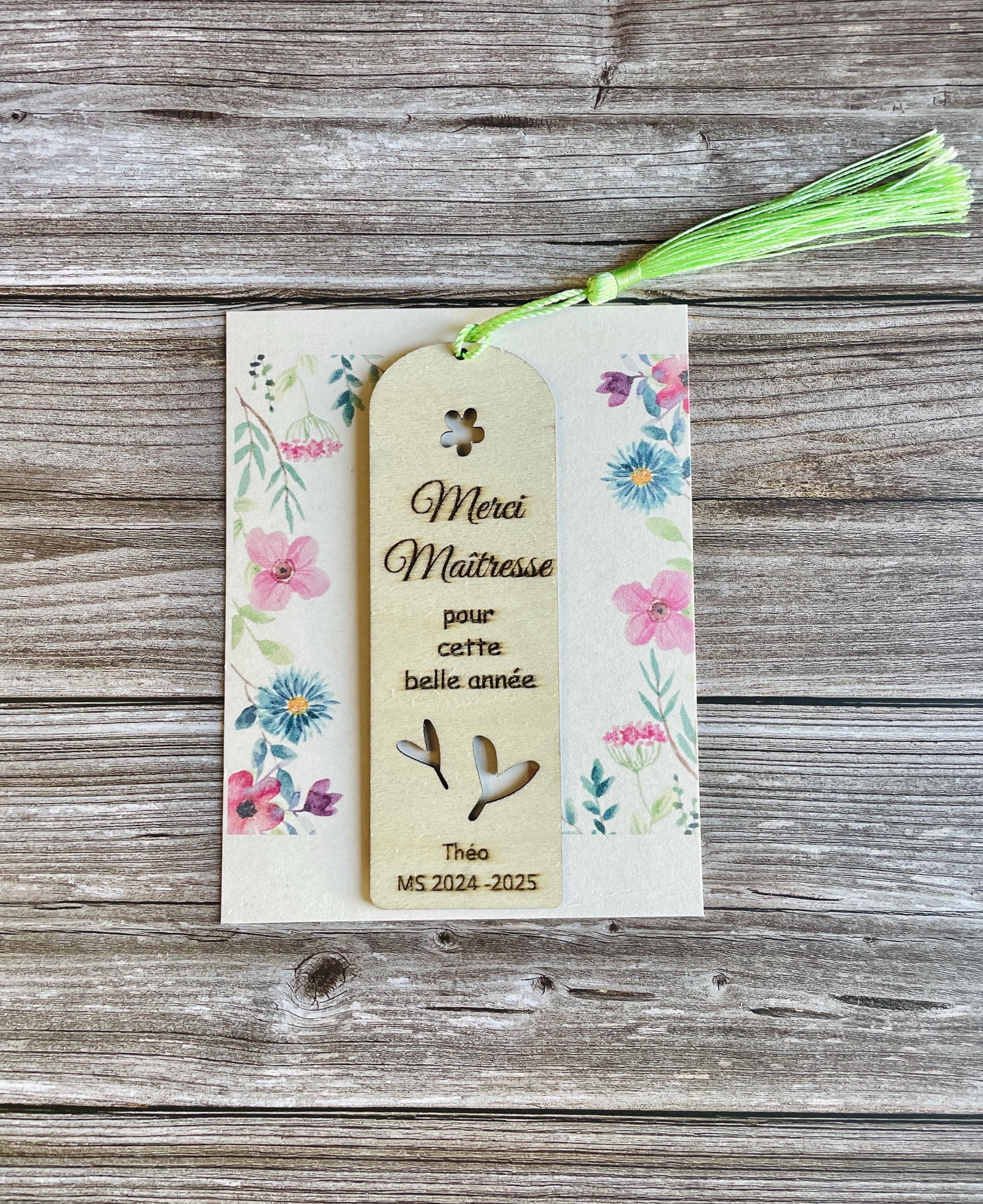 Marque page personnalisée, cadeau maîtresse,nounou,atsem…