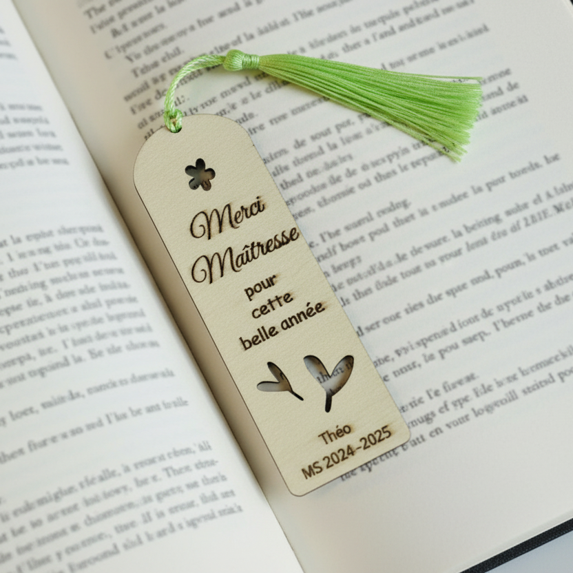 Marque page personnalisée, cadeau maîtresse,nounou,atsem…