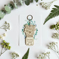 Porte-clés bouquet de fleurs en bois , cadeau personnalisé