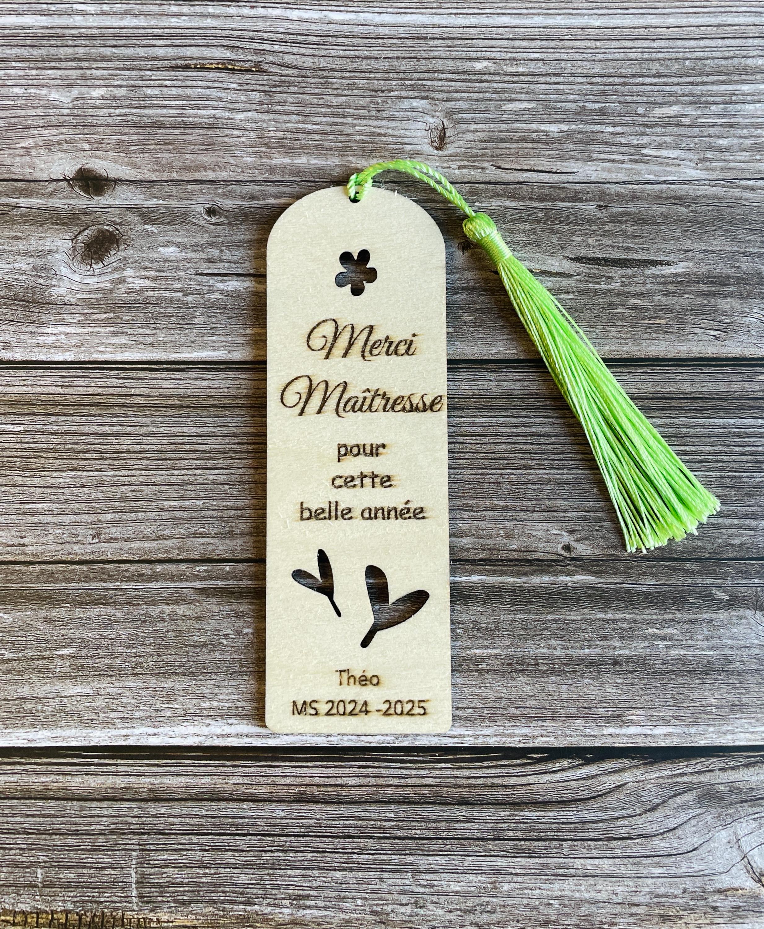 Marque page personnalisée, cadeau maîtresse,nounou,atsem…