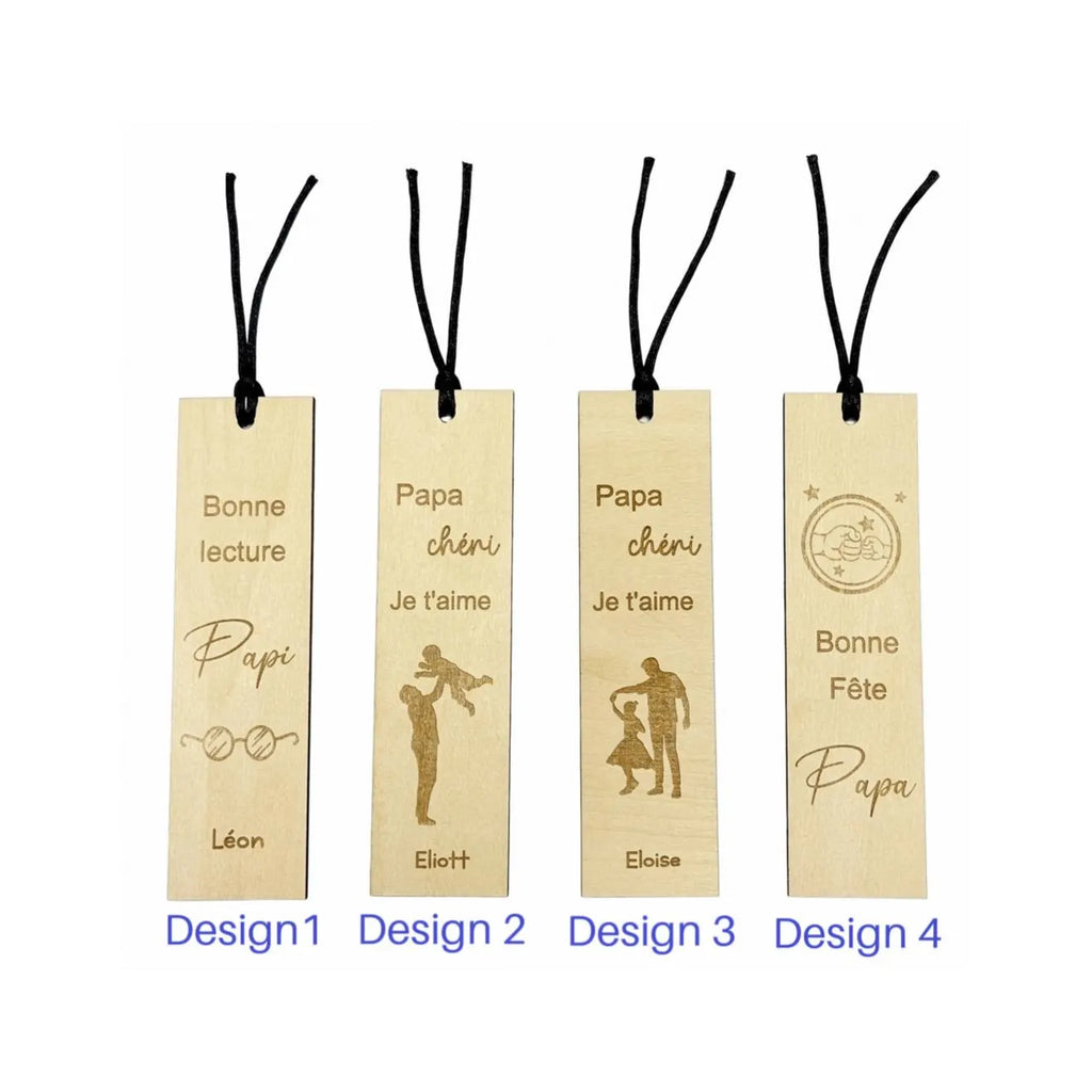 Marque-page personnalisé en bois – cadeau papa, papi, maître